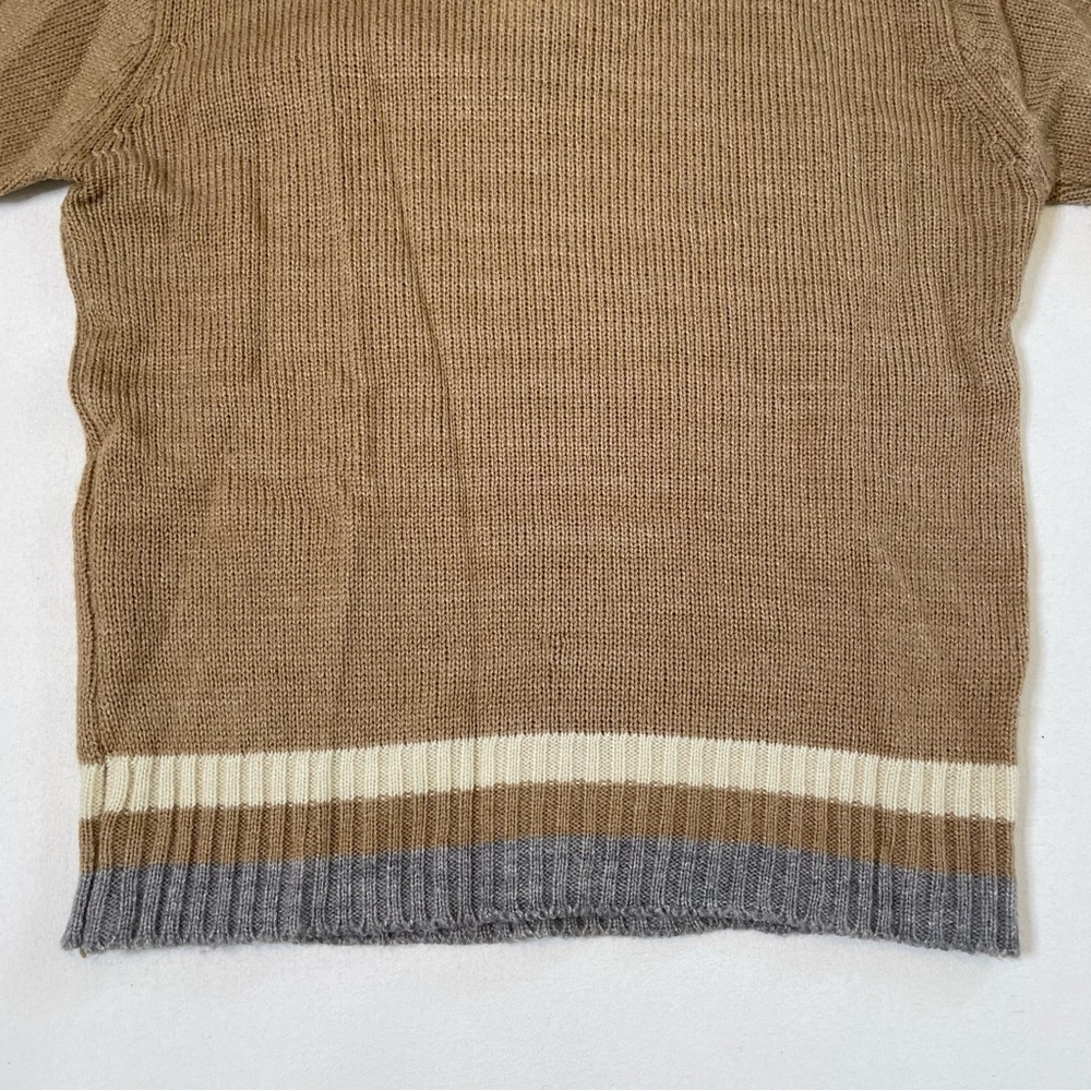 VTG cable knit v neck sweater medium - Picture 6 of 10